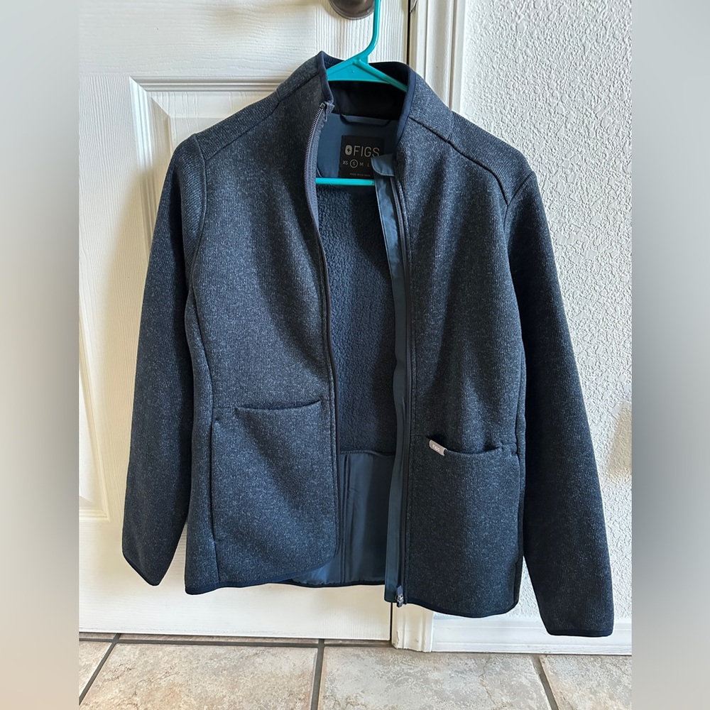 Women’s FIGS On-Shift Sweater Knit Jacket size S—Dark Harbor
